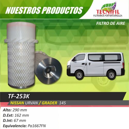 Tecnifil-tf 253K Filtro de aire para Nissan Urvan Grader 145
