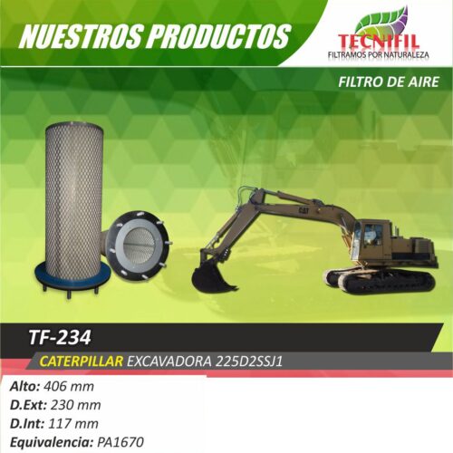 CATERPILLAR EXCAVADORA 225D2SSJ1 Filtro-de-aire-Tecnifil-TF-234