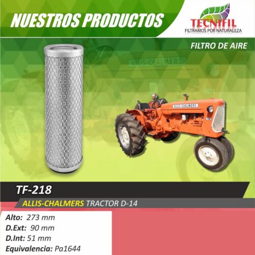 Filtro-de-aire-Tecnifil TF-218ALLIS-CHALMERS TRACTOR D-14 de tamaño grande