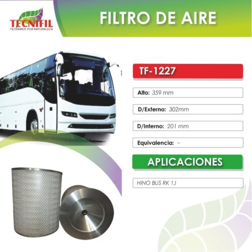 TF 1227 FILTRO DE AIRE PARA HINO RK 1J TECNIFIL COLOMBIA