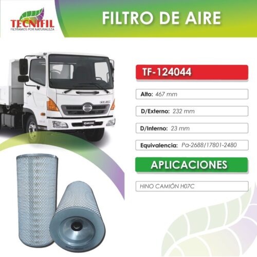 TF 124044 Filtro de aire para HINO CAMIÓN H07C Tecnifil Colombia