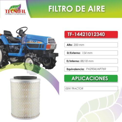 TF-14421012340 FILTRO DE AIRE PARA ISEKI TRACTOR FICHA TECNIFIL COLOMBIA