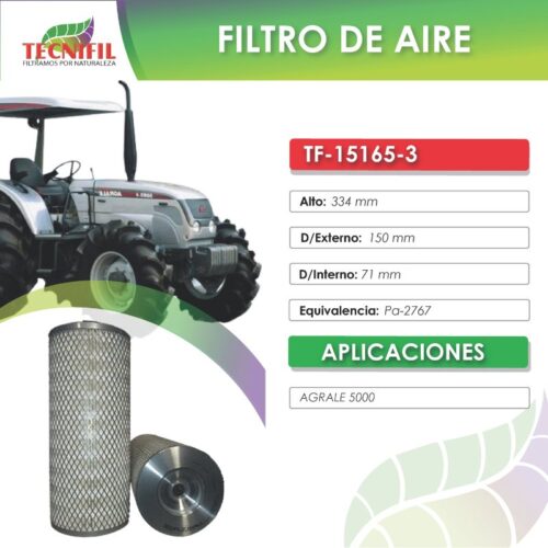 TF 1516 5 3 FILTRO DE AIRE PARA AGRALE 5070 TECNIFIL COLOMBIA
