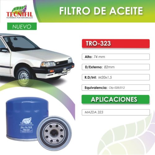 TRO 323 FILTRO DE ACEITE PARA HITACHI y MAZDA TECNIFIL COLOMBIA