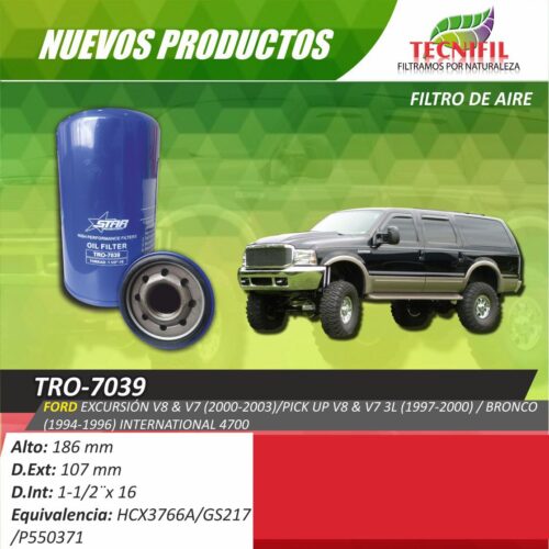 Tecnifil Filtración de aceite Ford TRO-7039 Colombia