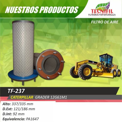 Tecnifil-Filtro-de-aire-TF-237-CATERPILLAR GRADER 12G61M1 Colombia