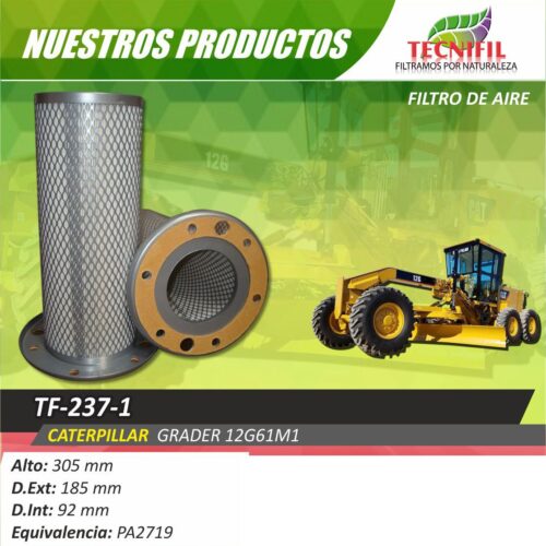 Tecnifil-Filtros-de-aire-TF-237-1 CATERPILLAR GRADER 12G61M1 Colombia
