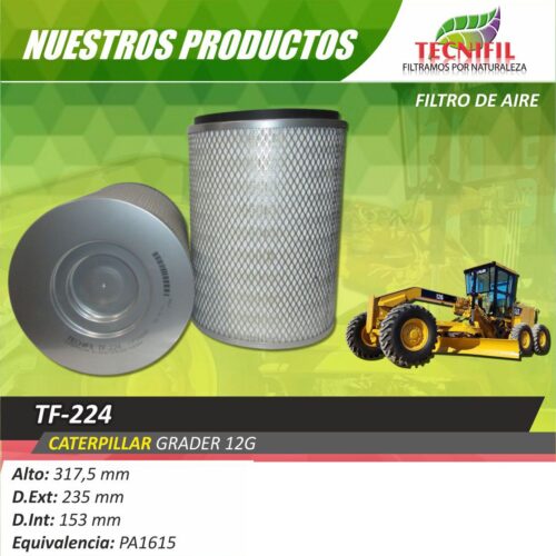 Tecnifil-TF-224 CATERPILLAR GRADER 12G Filtros-de-aire-Colombia