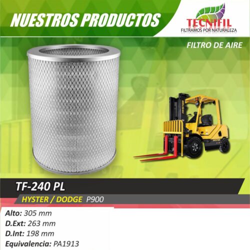 Tecnifil-TF-240PL-Filtro-de-aire-maquinaria-Hyster HYSTER : DODGE P900 Colombia