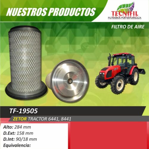TF-19505-Tecnifil-Filtros-de-aire-Colombia ZETOR TRACTOR 6441, 8441
