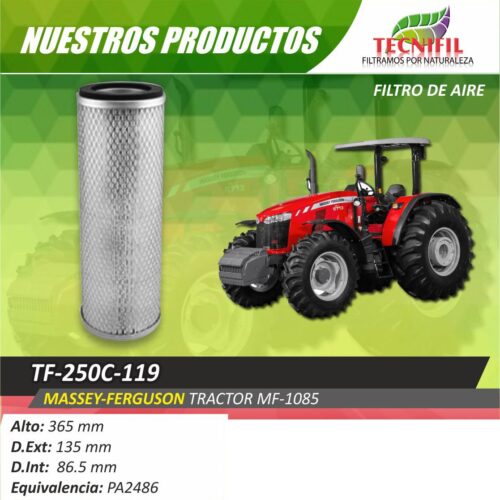 TF-250C-119 MASSEY-FERGUSON TRACTOR MF-1085 Filtros aire pesado Tecnifil Colombia