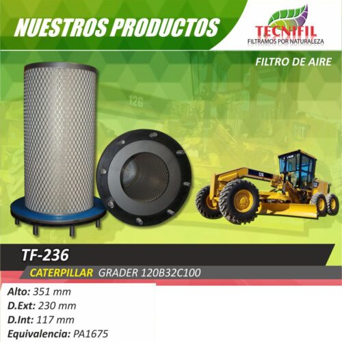 Tecnifil-Filtro-de-aire-TF-236 CATERPILLAR GRADER 120B32C100 Colombia