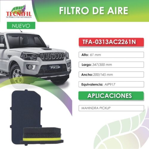 TFA-0313AC2261N Filtro de aire para MAHINDRA PICKUP TECNIFIL 3 COLOMBIA