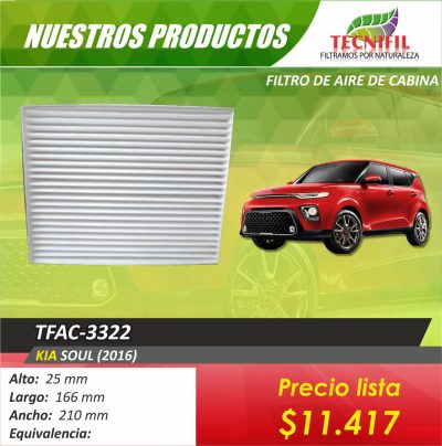 Filtros de aire  tfac-3322 Kia Soul 2016