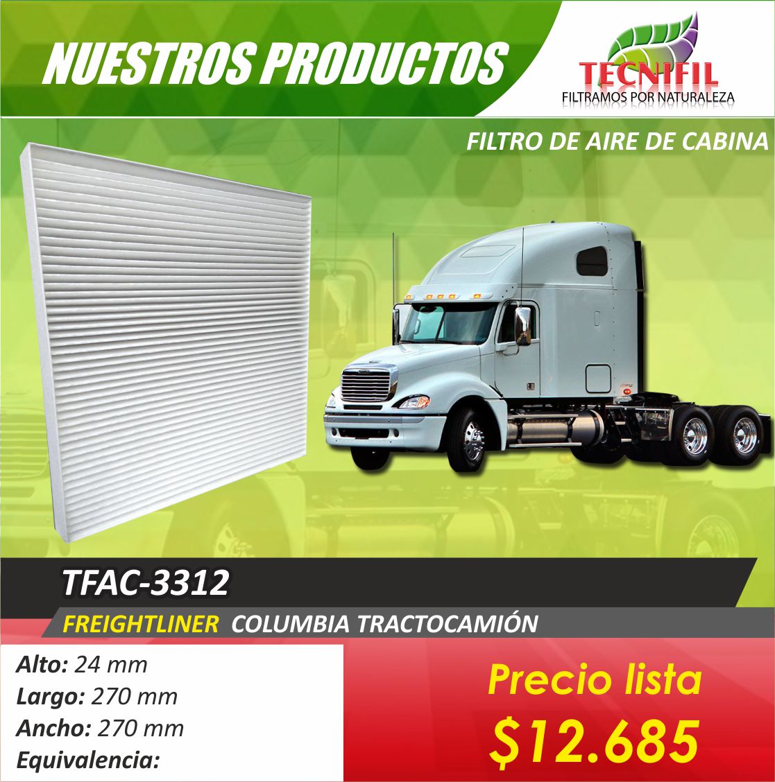 filtro de aire freightliner columbia