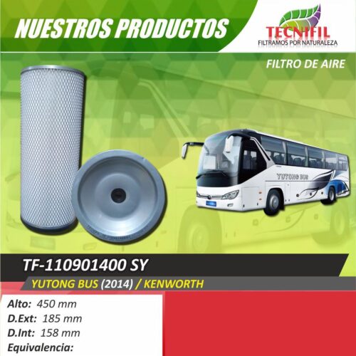 Filtro de aire TF-110901400 SY YUTONG BUS (2014), KENWORTH