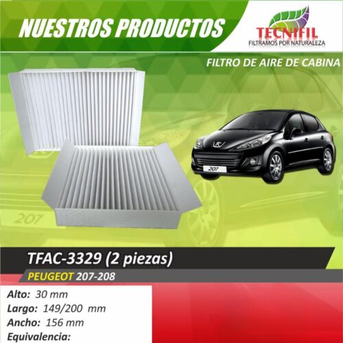 TFAC 3329 FILTRO DE AIRE PARA PEUGEOT 207 208 FICHA TECNIFIL COLOMBIA