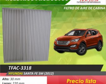 Filtro de aire cabina Hyundai Santa Fe tfac-3318