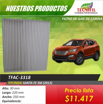 Filtro de aire cabina Hyundai Santa Fe tfac-3318