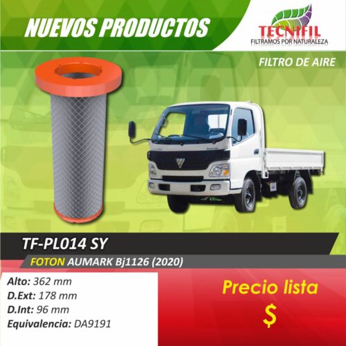 Filtro de aire pesado tf-pl014sy para Foton Aumark Tecnifil Colombia