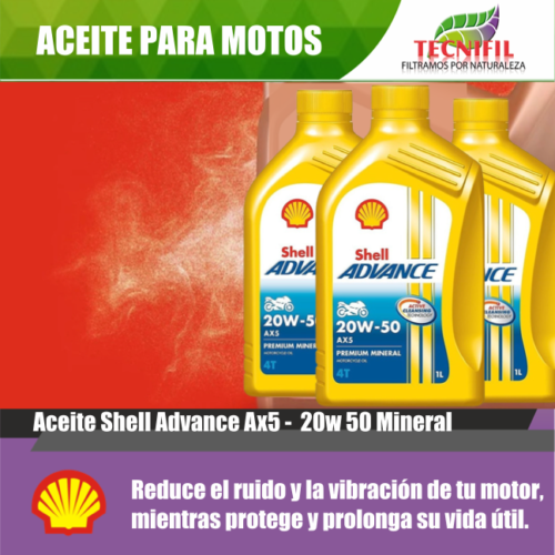 Aceite Shell Advance Ax5 - 20w 50 Mineral Colombia Tecnifil Catálogo Colombia