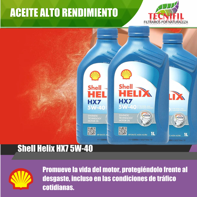 Aceite Shell Helix HX7 5W-40 Tecnifil Colombia