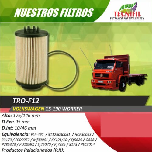 Tecnifil TRO 012 para motores volkswagen Worker 15190