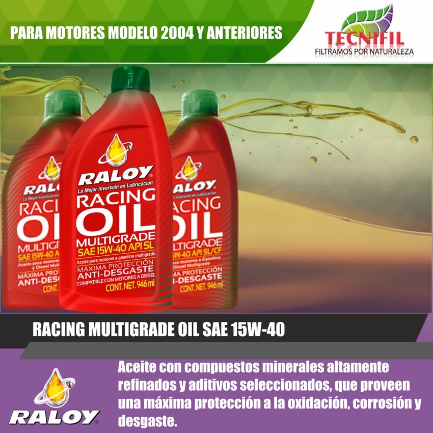 ACEITE RALOY RACING MULTIGRADE OIL SAE 15W-40 CUARTO