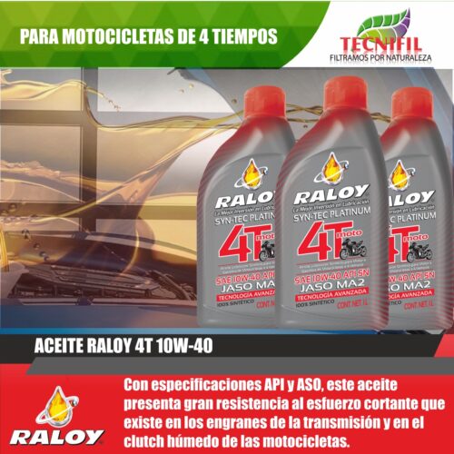 Tecnifil Aceite para motos 10W 40 referencias motos 4 tiempos Raloy Colombia