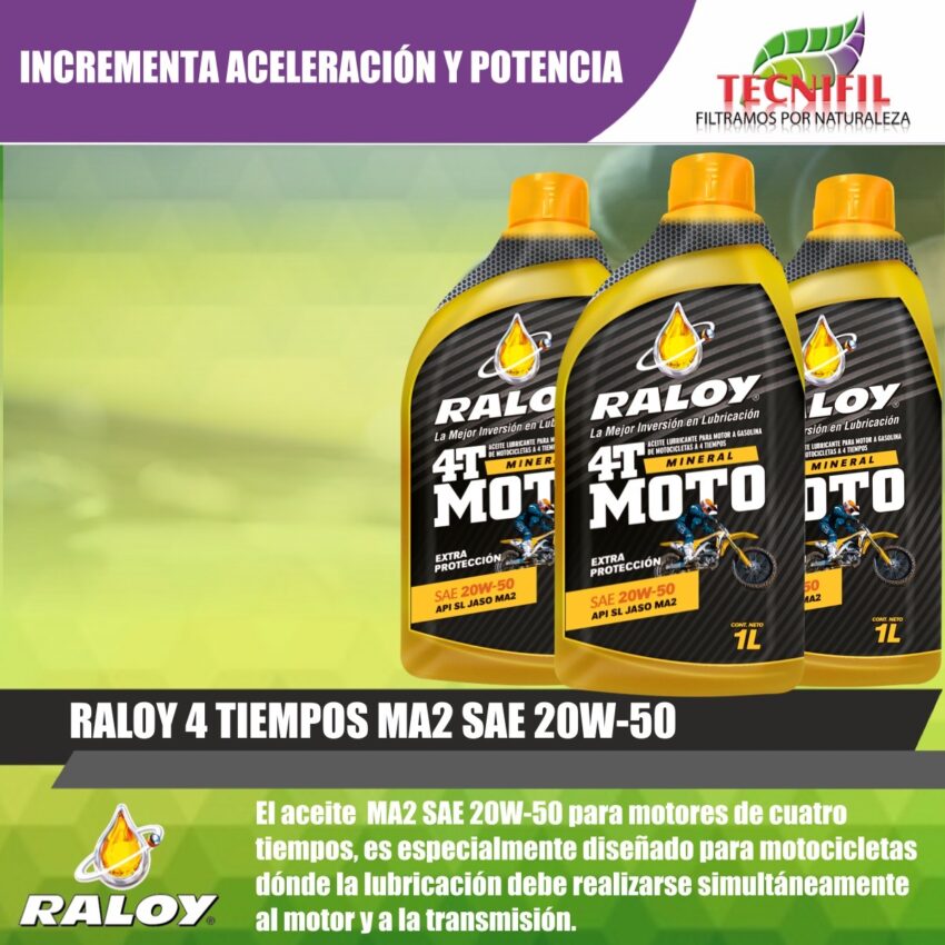 ACEITE RALOY 4 TIEMPOS 20W-50 MA2 SAE CUARTO