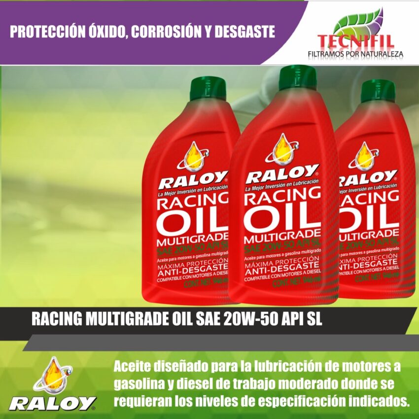 ACEITE RALOY RACING MULTIGRADE OIL SAE 20W-50 API SL CUARTO