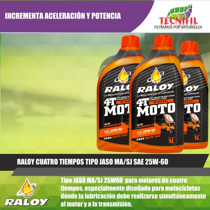 ACEITE RALOY CUATRO TIEMPOS TIPO JASO SAE 25W-60 CUARTO