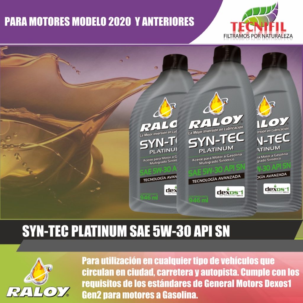 ACEITE RALOY 5W30 SINTETICO CUARTO TECNIFIL COLOMBIA