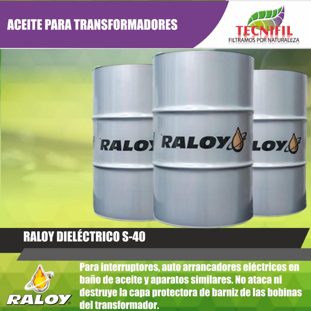 Aceite RAloy Dieléctrico para transformadores interruptores autoarrancadores Tecnifil Colombia