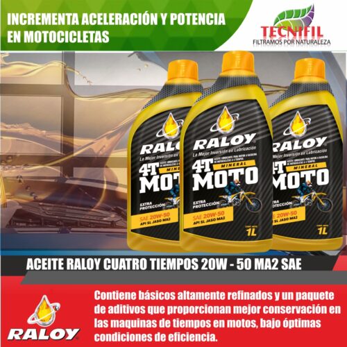 Aceite Raloy 20w 50 MA2 SAE 4 Tiempos motocicletas Tecnifil Colombia