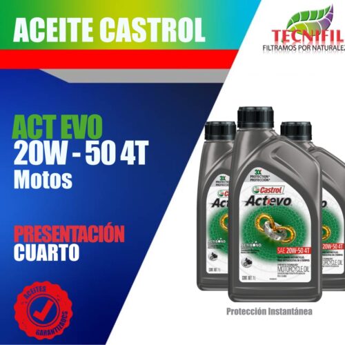 Aceite Castrol Actevo 4T 20W50 motos Tecnifil Colombia