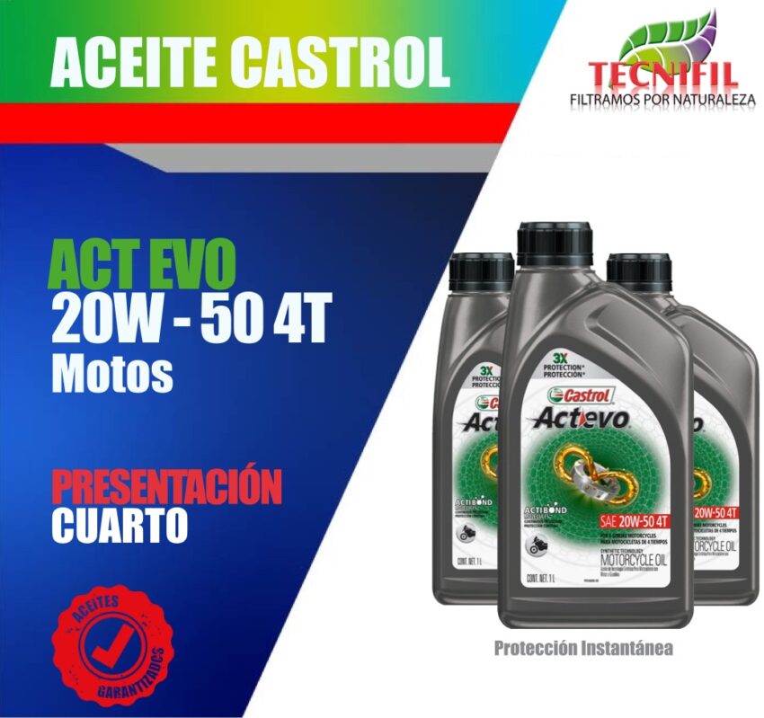 ACEITE CASTROL ACTEVO 4T 20W-50 CUARTO