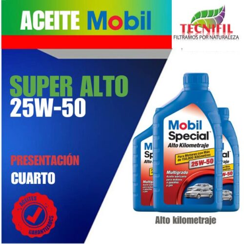 Comprar ACEITE MOBIL SUPER ALTO 25w 50 distribuidor Tecnifil Colombia