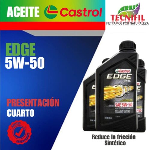 comprar ACEITE CASTROL EDGE 5W 50 SINTÉTICO PRESENTACION CUARTO distribuidor colombia tecnifil