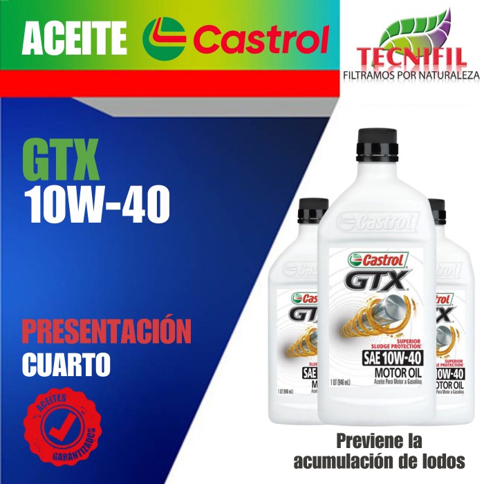 ACEITE CASTROL GTX 10W-40 EN CUARTO • $40,000 • TECNIFIL