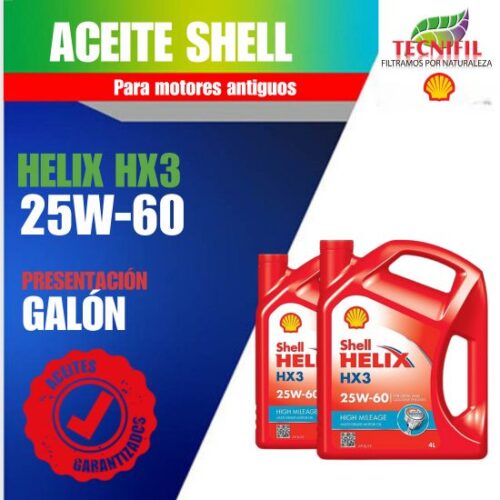 Comprar SHELL HELIX HX3 25W60 GALÓN Colombia distribuidor Tecnifil