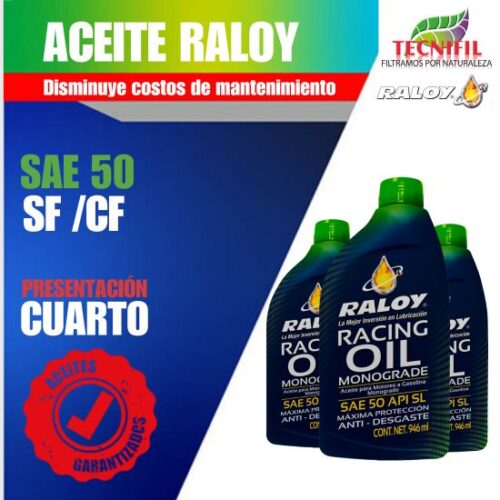 Comprar aceite RALOY SAE 50 SF CF cuarto catálogo Tecnifil Colombia
