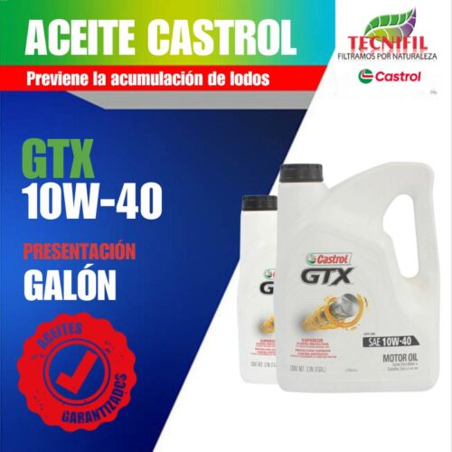 ACEITE CASTROL GTX 10W 40 en galón Distribuidor Colombia Tecnifil
