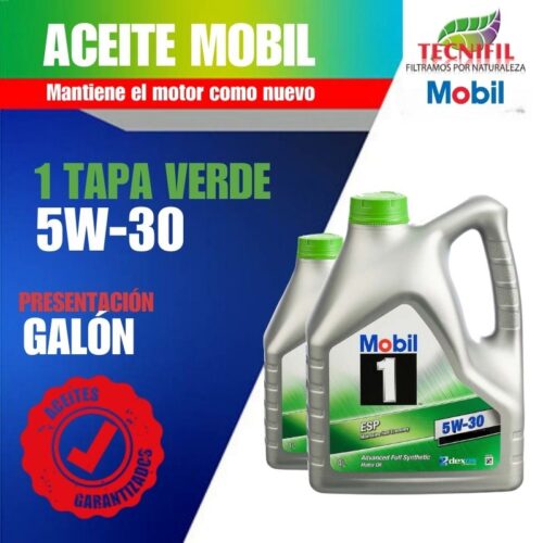 ACEITE MOBIL UNO 1 5W 30 tapa verde En galón Tecnifil Colombia