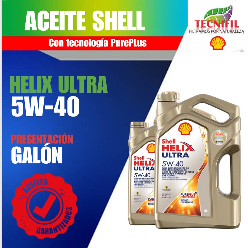 Aceite Sintetico 5w40 Shell Helix Ultra Gas Natural X 4 L