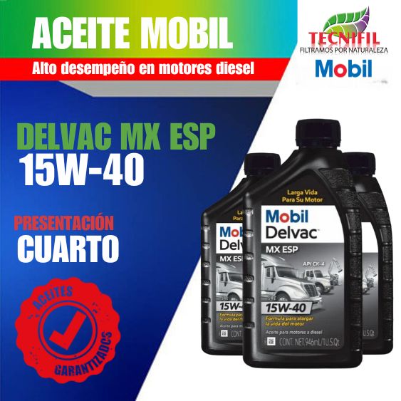 ACEITE MOBIL 15W-40 MX ESP CUARTO • $30,000 • TECNIFIL