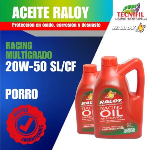 Comprar aceite Raloy Racing multígrado 20W 50 SL CF Porro Tecnifil Colombia
