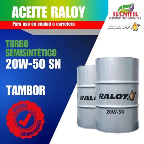 Comprar aceite RALOY TURBO SEMISINTETICO 20W 50 tambor catálogo Tecnifil Colombia