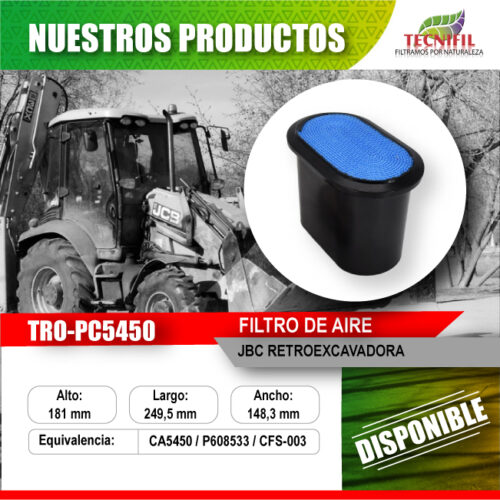 TRO-PC_TRO-PC5450 Filtro de aire para RETROEXCAVADORA JBC Tecnifil Colombia