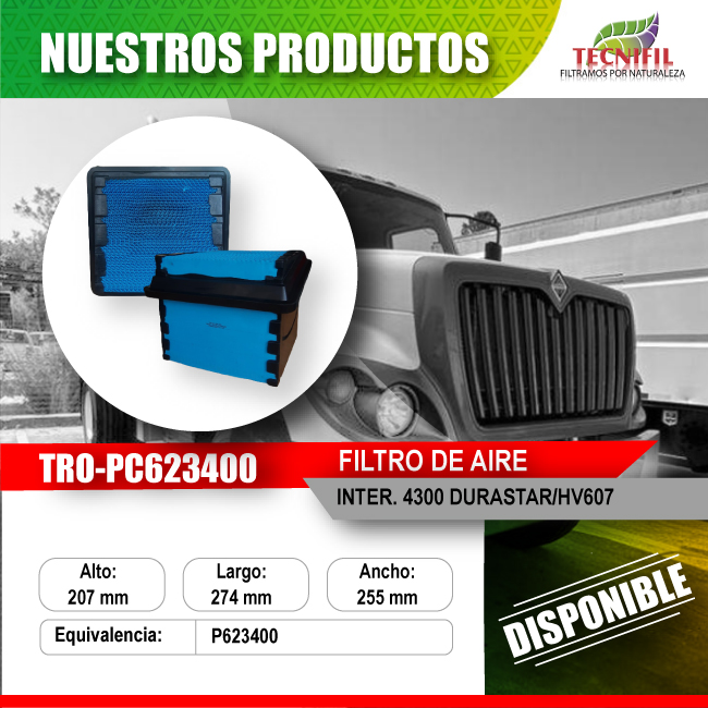 TRO-PC_TRO-PC623400 FILTRO DE AIRE PARA INTER. 4300 DURASTARHV 607 Tecnifil Colombia